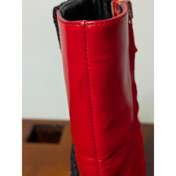 AMIRI Red Leather Ankle Boots Glitter Stripe Pointed Toe Made in Italy, sz 38/7 - Picture 7 of 12